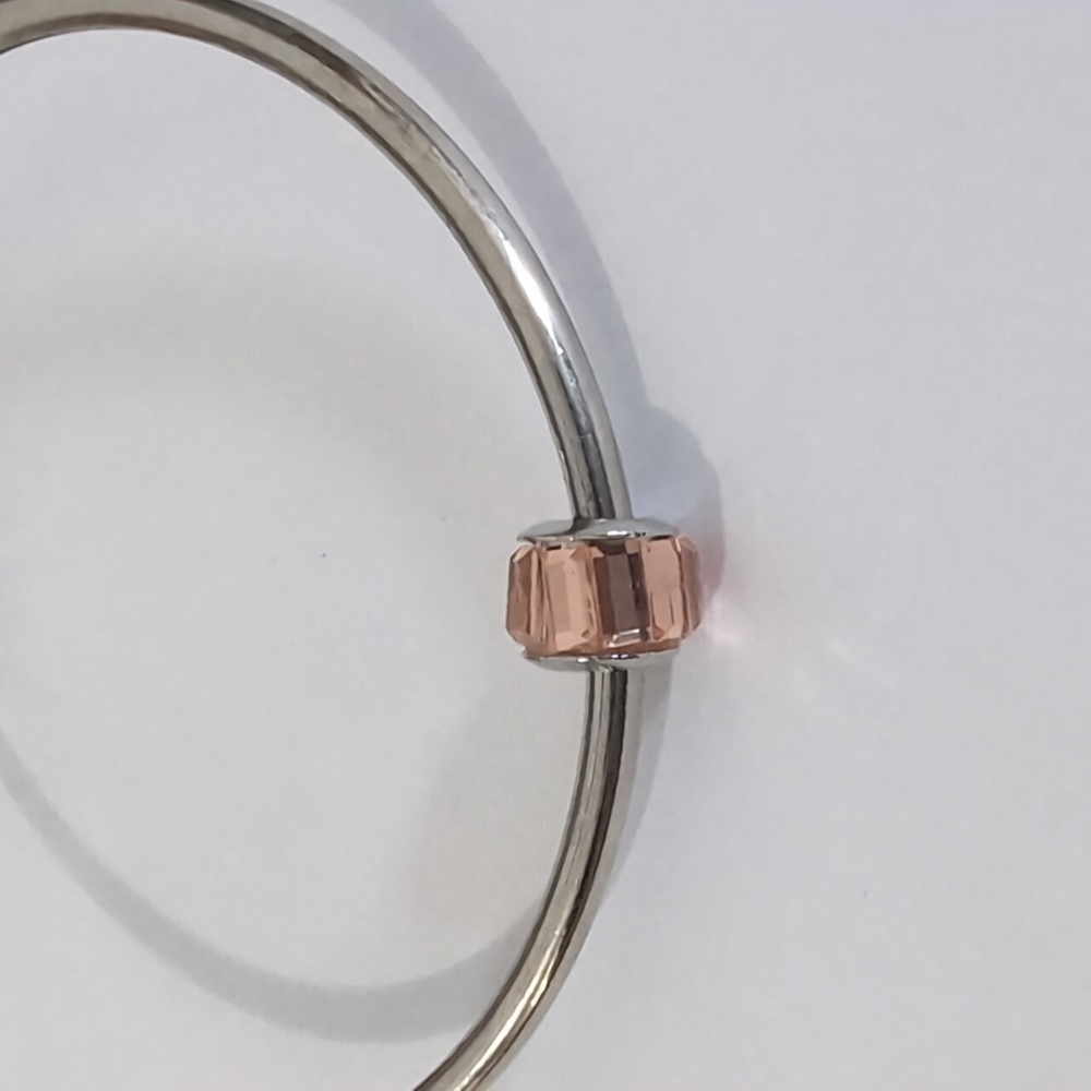 Silver Peach Crystal Spacer Charm for Pandora Style‎ Bracelet